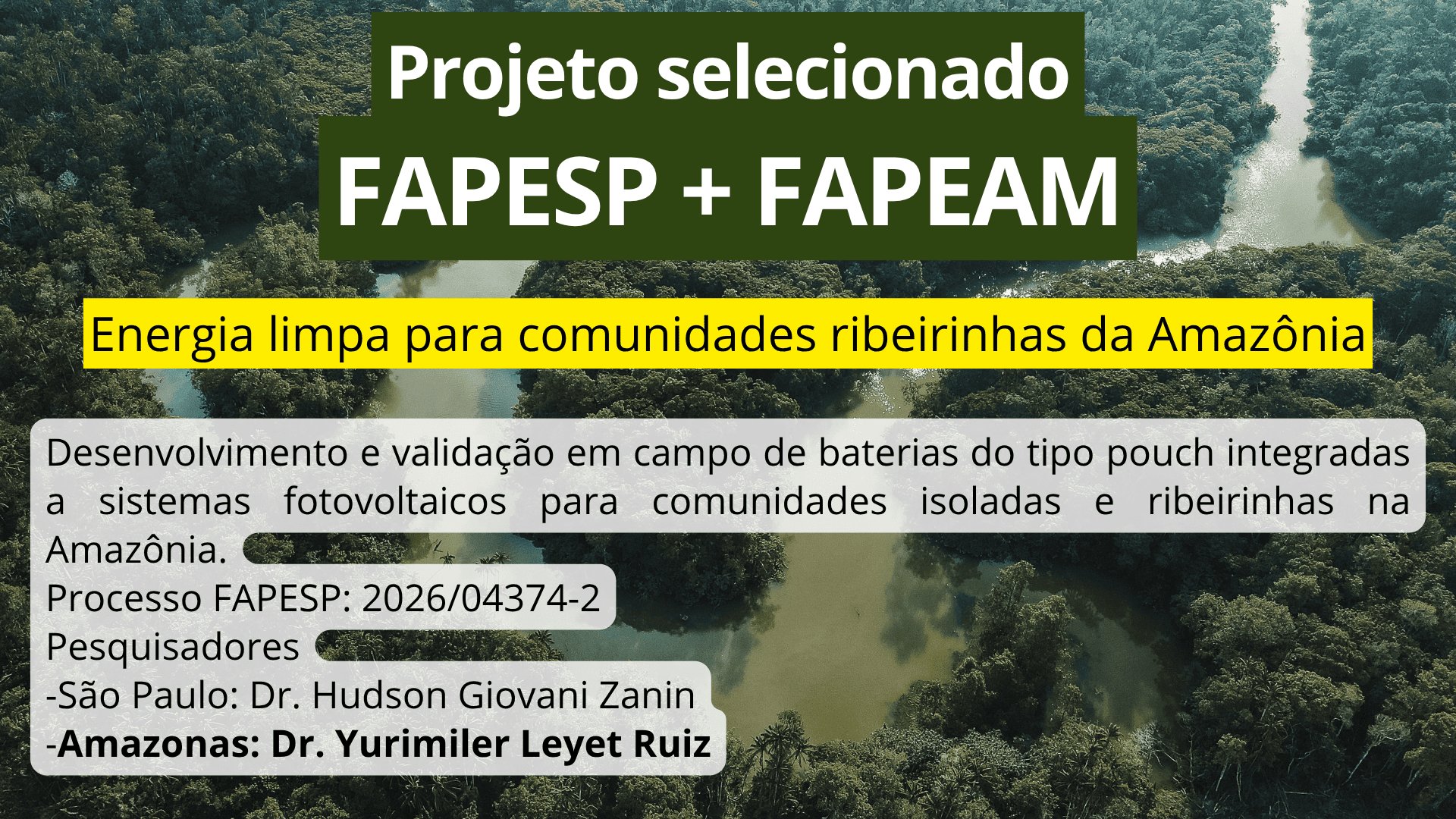 Projeto selecionado | FAPESP + FAPEAM